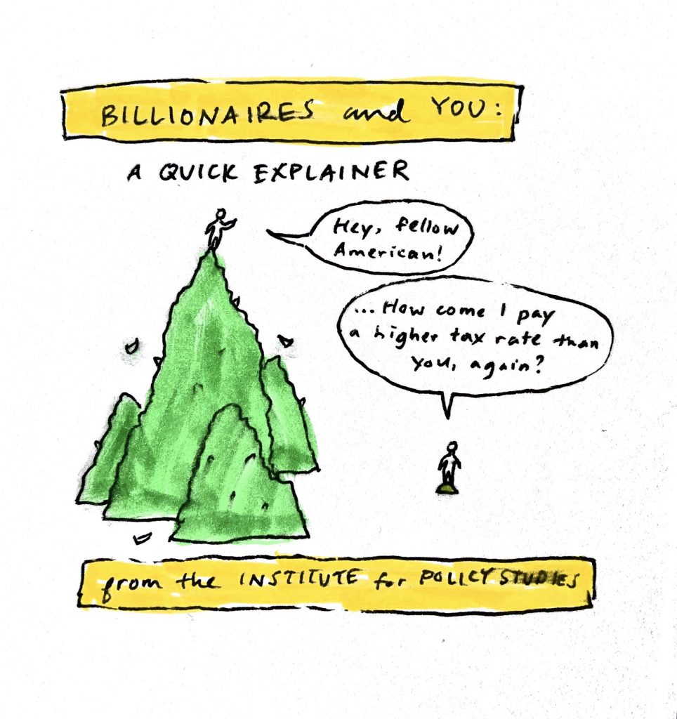 Decorative text says "billionaires and you: a quick explainer"