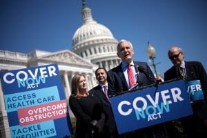 WASHINGTON, DC - JUNE 17: Rep. Lloyd Doggett (D-TX) speaks during a news conference outside the U.S. Capitol June 17, 2021 in Washington, DC. Doggett and other member held the news conference to discuss the introduction of the “Cover Now Act” intended to close an existing gap in Medicaid coverage. (Photo by Win McNamee/Getty Images)