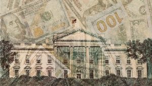 Image of the White House with dollar bills