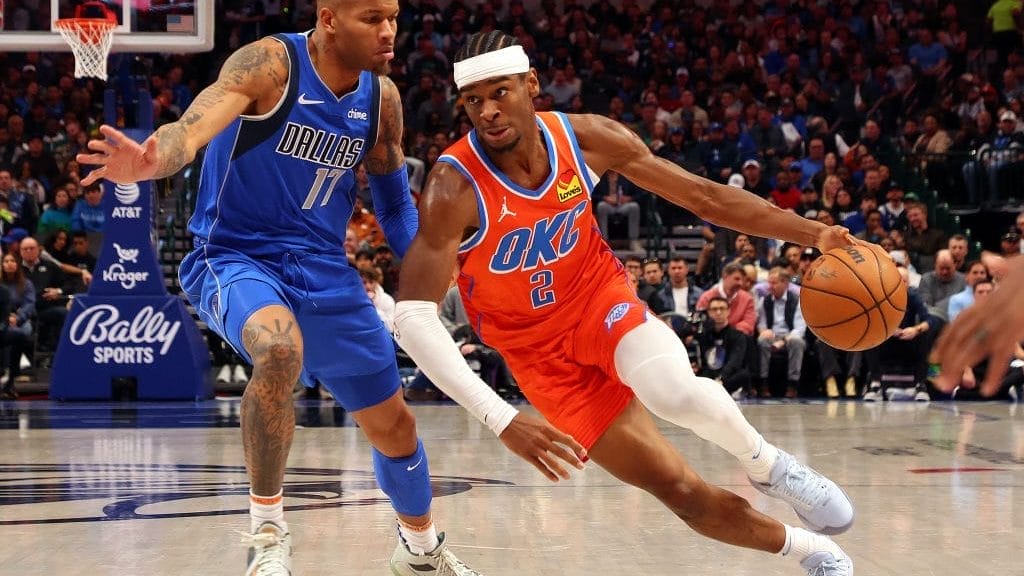 Two basketball players for Dallas and OKC