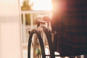 Wheelchair facing the sun